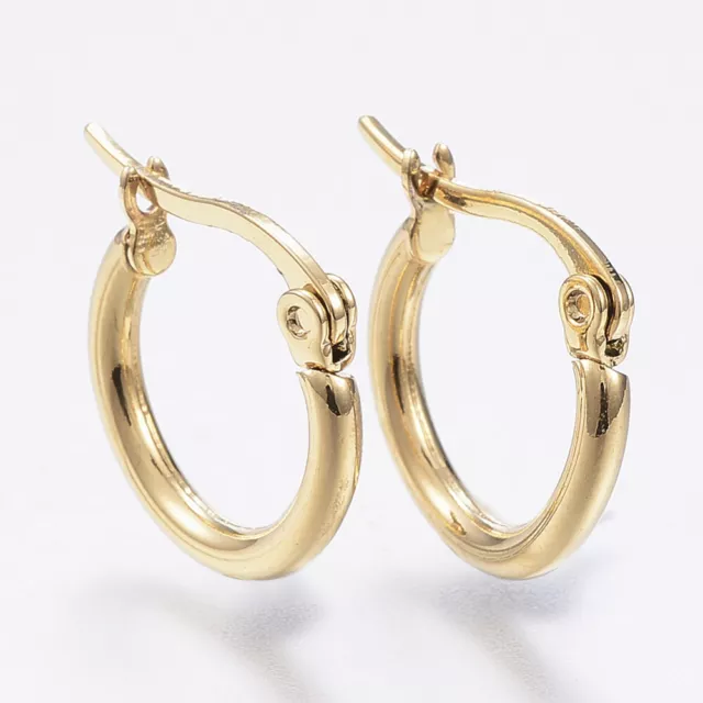 1 coppia  basi orecchini cerchio in acciaio inox colore oro 15mm bijoux