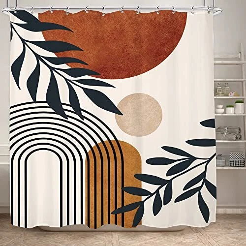 Modern Boho Abstract Mid Century Shower Curtain 72Wx72H Inches Bathroom Decor