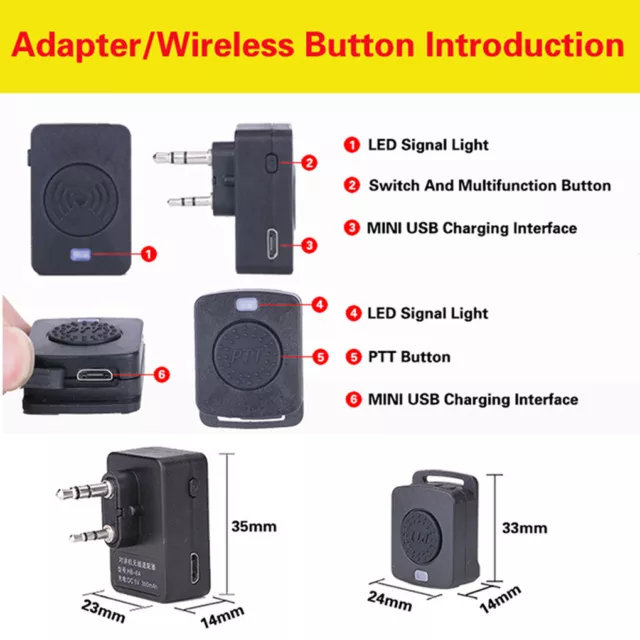 Wireless Bluetooth Walkie Talkie Two Way Radio Headset for Baofeng 888S UV5R K 2