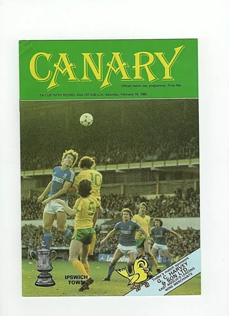 Norwich City V Ipswich Town programme FA Cup, February 1983. GC