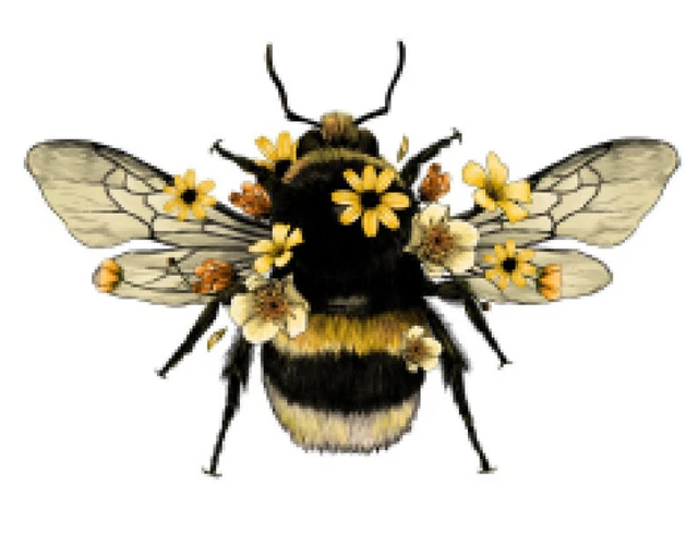 Vintage Image Honey Bee Shabby Flowers Waterslide Decal DIY Art Transfers MIS697