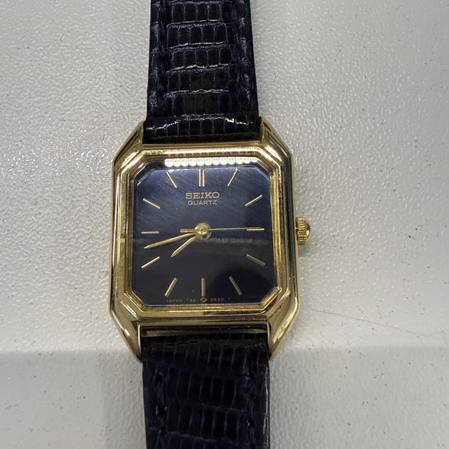 Montre Seiko Femme Vintage - Modèle SXUC22J - Cadran Noir, Boîtier Or Acier - Années 80 - Neuf Avec étiquettes