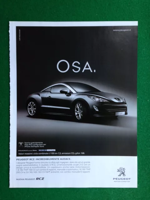 (R86) Pubblicità Advertising Clipping 28x21 cm PEUGEOT RCZ AUTO CAR