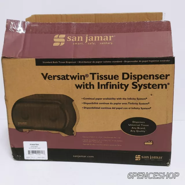 San Jamar Versatwin 2 Roll Surface-Mount Toilet Paper Tissue Dispenser R3600TBK