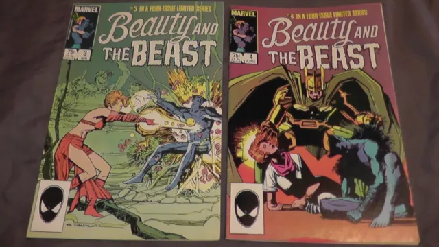 Lot Of 2 Marvel Comics Beauty And The Beast Comic Books #3 4 X-Men 1984 Vintage