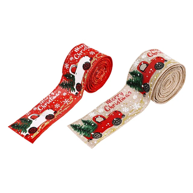 2 x 5 m Weihnachtsband, Satinband, DIY Handwerk, handgefertigt mit verdrahtetem