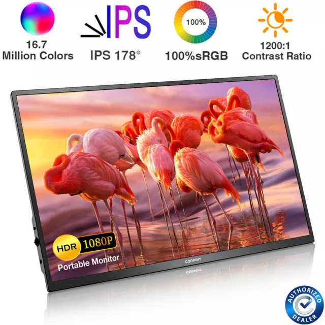 Corprit 17,3" Zoll FHD 1080P IPS Portable Bildschirm Mobiler Monitor Type-C HDMI