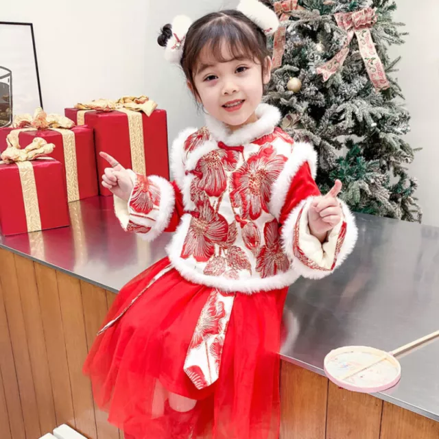 2 pz tuta pinza spessa bambina Capodanno cinese canapa ricamata Cheongsam 10