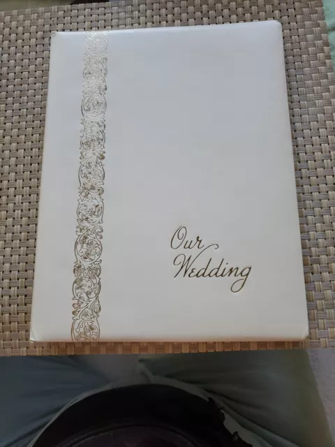 OUR WEDDING Memory and Guest Reception Book Vintage White Gold 11.5” X 9” NEW