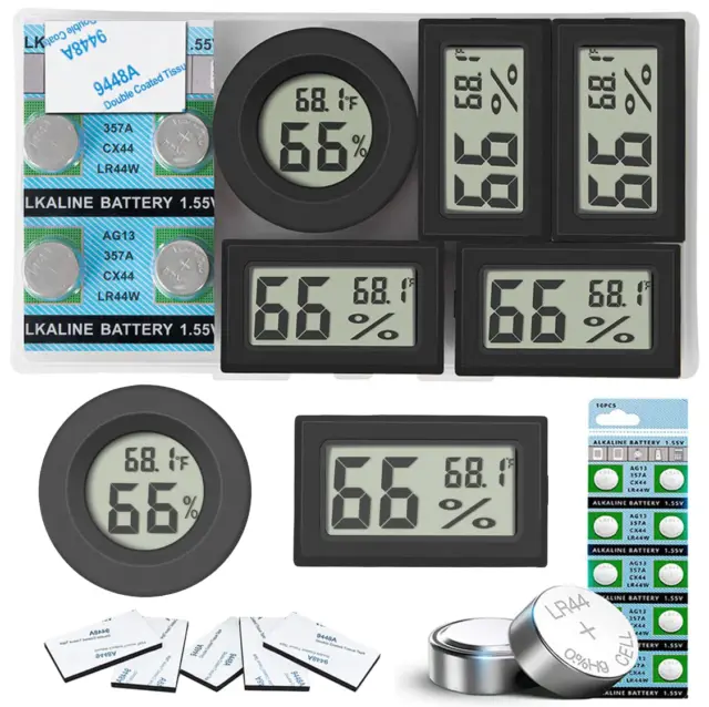 5-Pack Mini Digital Thermometer Hygrometer, Indoor Room round Temperature Humidi