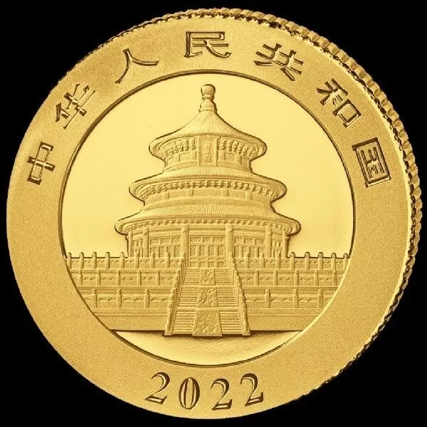 MONEDA DE ORO CHINA . 10 Yuan 2022 - ”Panda” - 1g