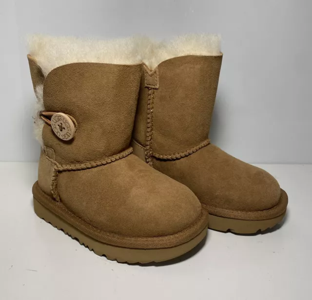 UGG Bailey Button II Toddler Chestnut Twinface Sheepskin Boot Size 7 (1017400T)