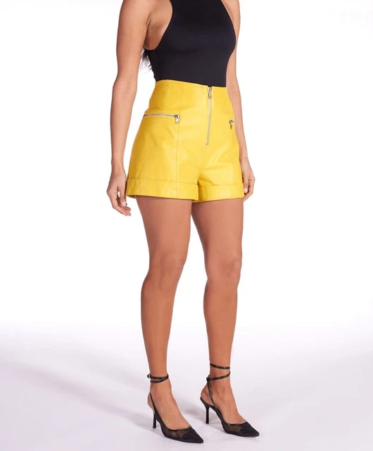 Pantaloni in pelle Pantaloncini alti Pantaloncini corti in vita da donna...