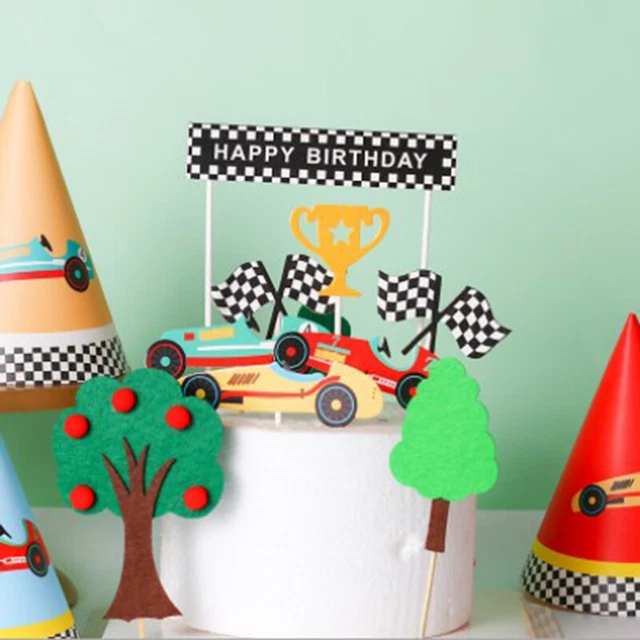 RACING CAR THEME Happy Birthday Cake Topper Kids Shower Birthday Party