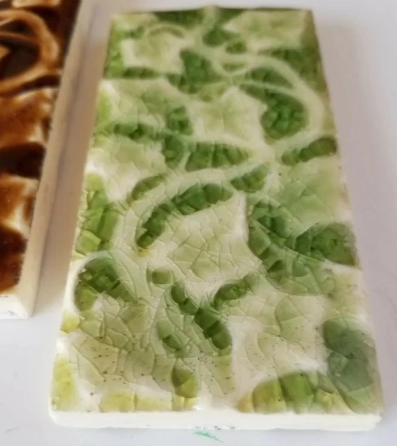 MAJOLICA TILES Reclaimed vintage 3"x 6" original Antique Brown & green Ivy 4