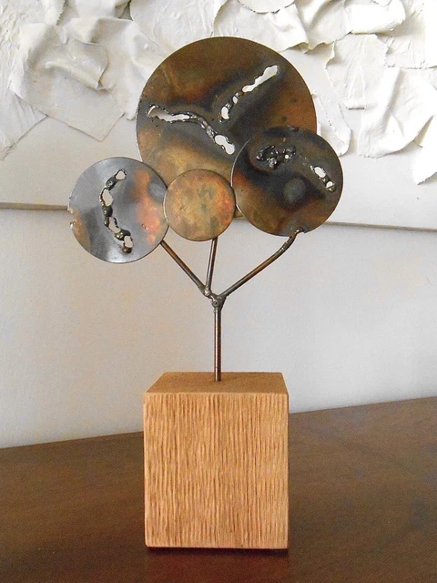 Brutalist Abstract Max Kreg Metal Art Sculpture Mid Century Modern Style