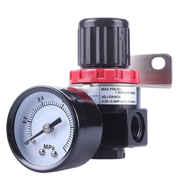 Régulateur De Pression D'air AR2000 Avec Support - Plage 7-121 Psi (0.05-0.85 MPa), Pour Compresseur, Alliage Et Plastique