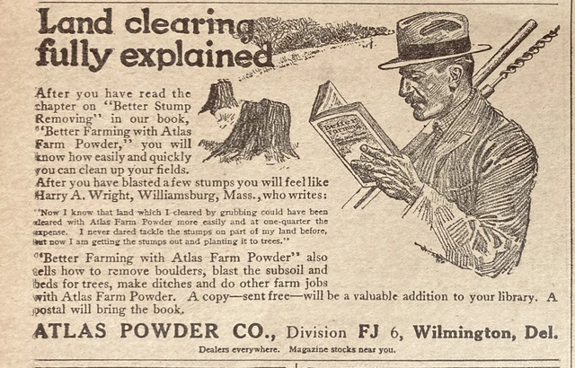 1920 Ad.(Xf13)~Atlas Powder Co. Wilmington, Del. Atlas Farm Powder
