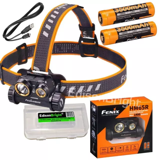 Fenix HM65R 1400 Lumen rechargeable LED Headlamp/flashlight w/ 2X3500mAh battery
