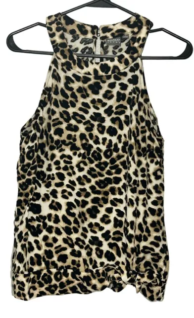 Leopard Cheetah Print Tank Top Shirt Sleeveless Blouse New York & Co. Medium