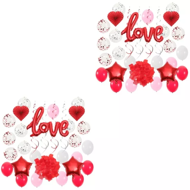 2 Sets Valentines Day Ballons Package Love Balloon Household Decor Letter