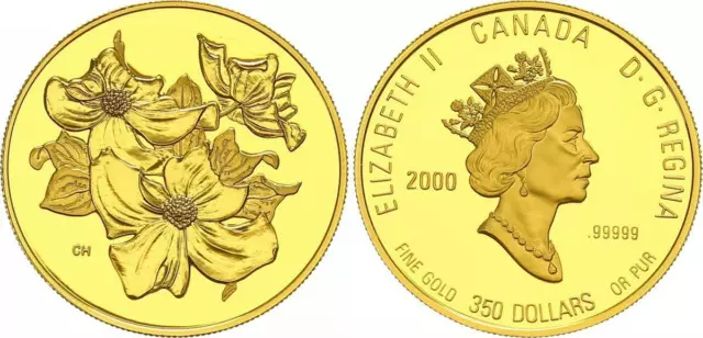 350 Dollar Canada Flower 2000 Dogwood - Gold - PP in Kapsel   57271