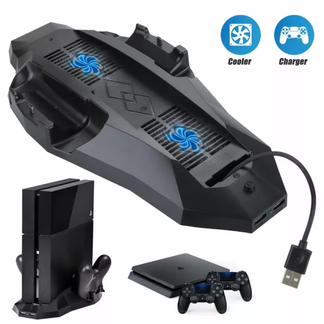 Supporto verticale per Sony PS4 con ventola di raffreddamento 2 controller dock di ricarica