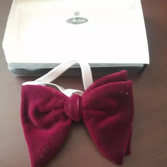 Vintage Austico Tailored Dress Bow Tie - Burgundy Velvet Prince Edward Rhodia