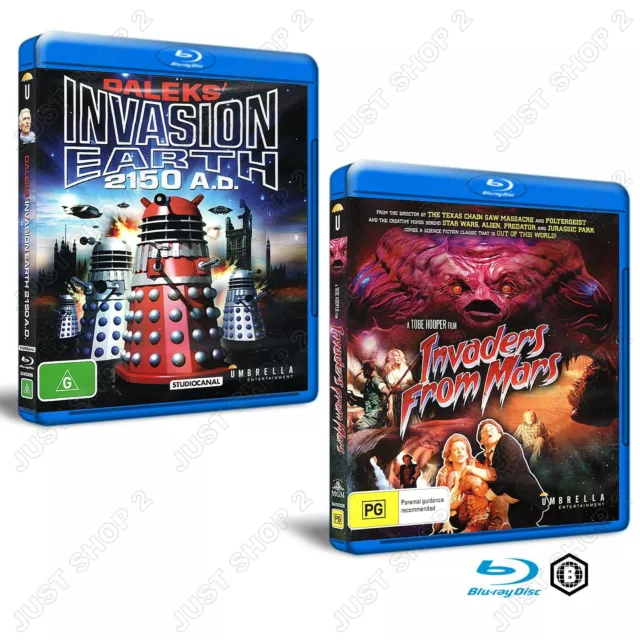 Invaders From Mars + Doctor Who Daleks Invasion Earth 2150 AD Brand New Blu-ray