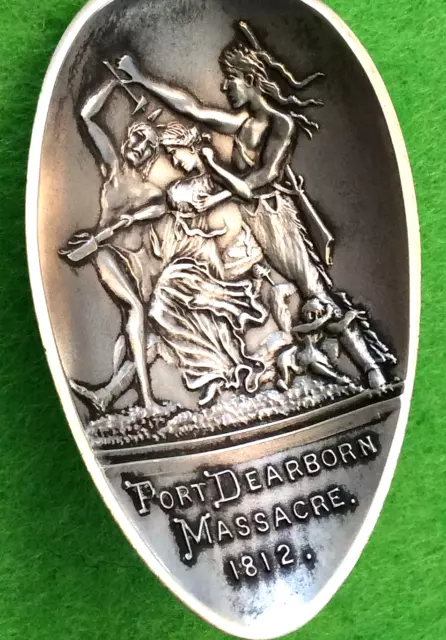 RARE! Ft Dearborn Massacre 1812 Indian Saving Mrs Helm Sterling Souvenir Spoon