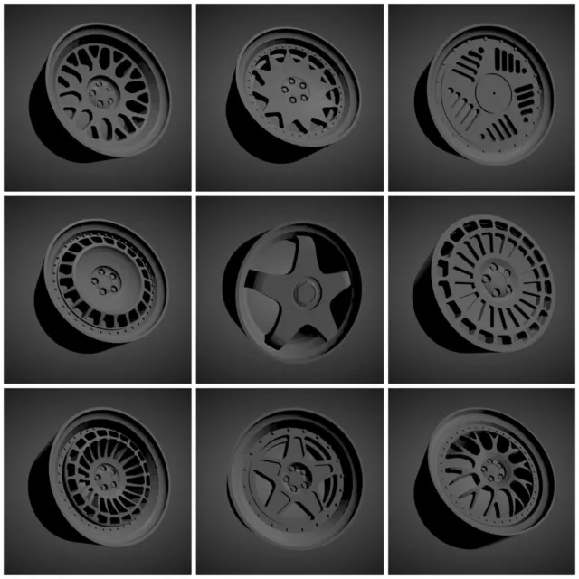 1:18 Scale Custom 3D Printed Wheels more than 450 different models available