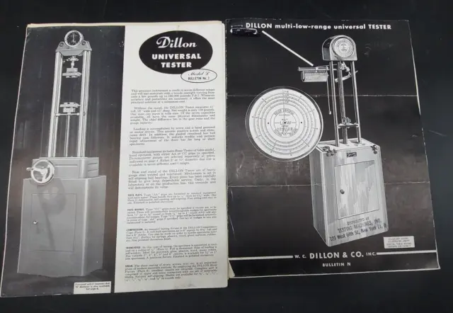 2 Dillon Dynamometer 1951 Model L Universal Tester Brochures