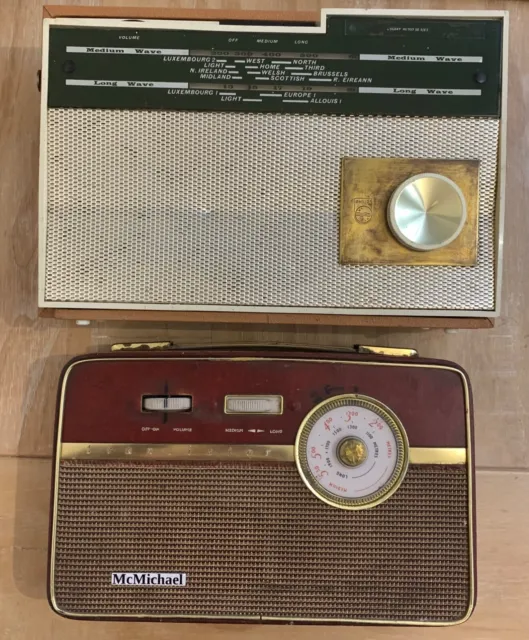 Phillips and McMichael transistor radios:Battery conversion and both working.