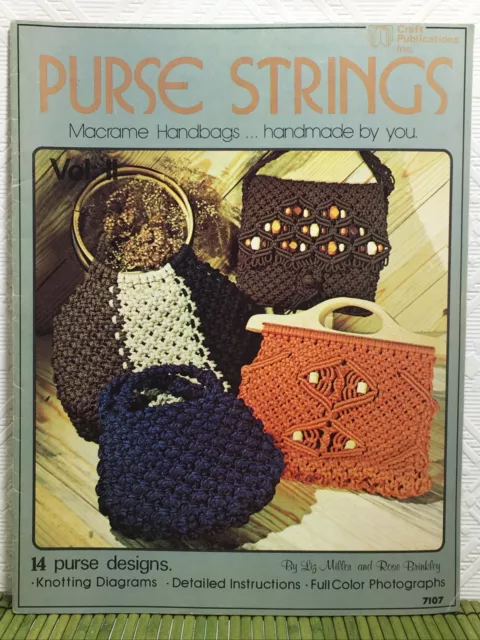 Bolsos de mano vintage macrame patrones 14 diseños rosa Brinkley #7107