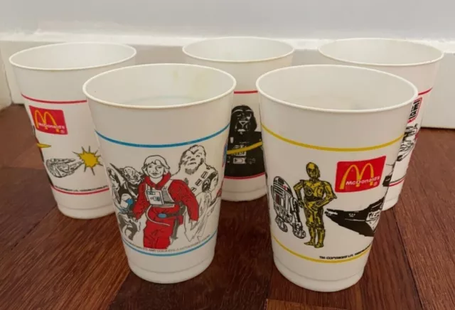 Lot Of 5 Vintage 1980 Star Wars The Empire Strikes Back McDonalds Coca Cola Cups