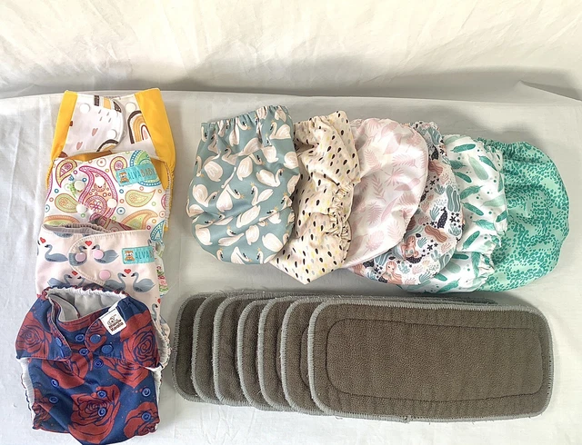 Pocket Cloth Diaper Lot Starter Bundle With Inserts And Wet Bag