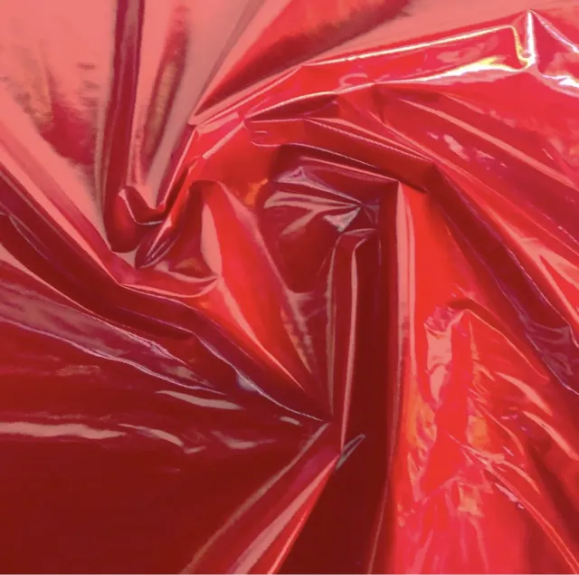 Red High Gloss Pvc Shiny Stretch Fabric - 1 Way Stretch - Free P&P