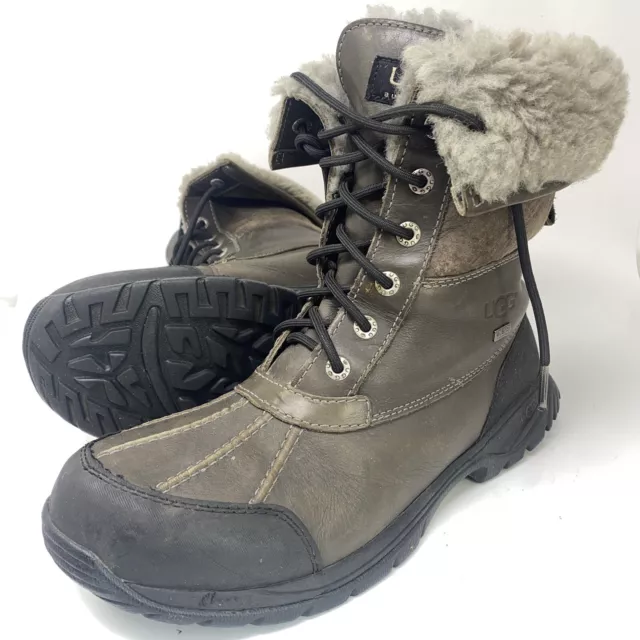 UGG BUTTE LACE Up Winter Snow Boots Men's Sz 9.5 M Brown Leather ...