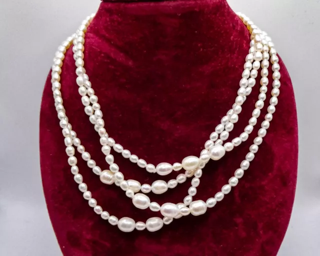 SINGLE STRAND PEARL Opera Necklace 10-5mm Genuine White Pearls 67.5 ...