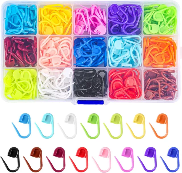 300pc Colorful Knitting Crochet Locking Stitch Markers Weave Needle Clip Counter