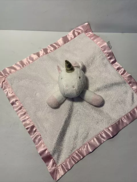 Cloud Island baby girl's unicorn security blanket white and pink