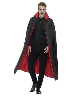 Vampiro Reversibile Nero Rosso Mantella Adulti Halloween Accessorio Festa Lungo