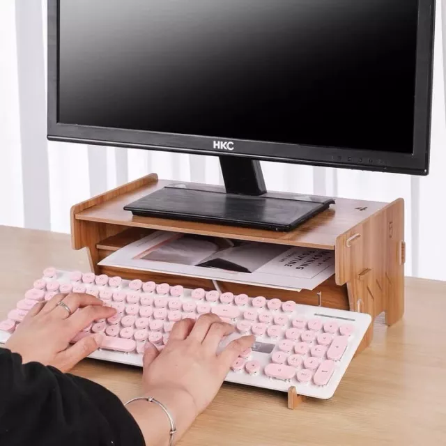 Supporto per monitor in legno e organizer da scrivania, supporto rialzato  in stile scandinavo per iMac, computer, TV -  Italia