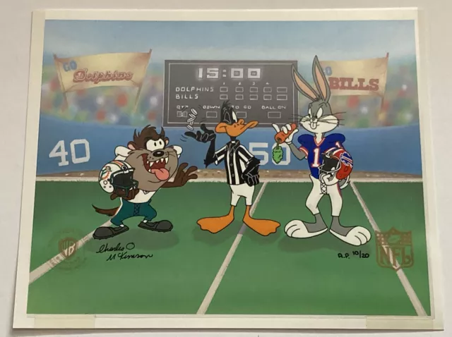 Warner Brothers, Bugs ,Daffy ,Taz,  NFL Animation Cel