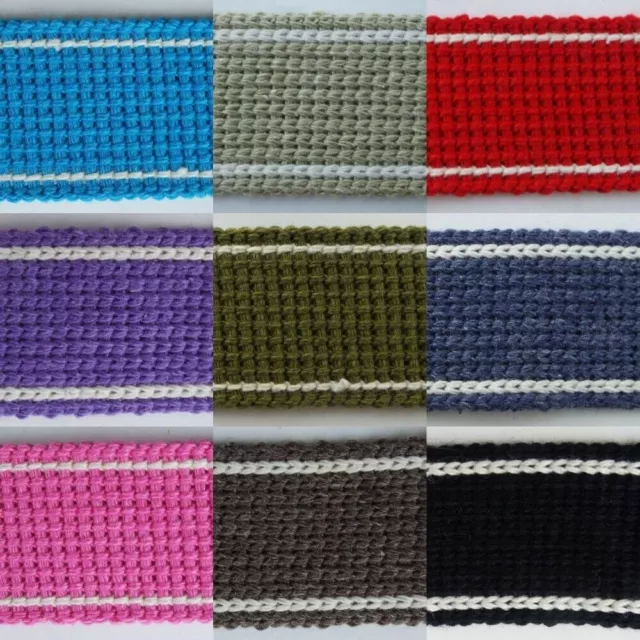 10 COLOUR 30mm Cotton Mix Webbing 2mm Thick Bag Handle Belt Strap BUY 1 2 4m 252