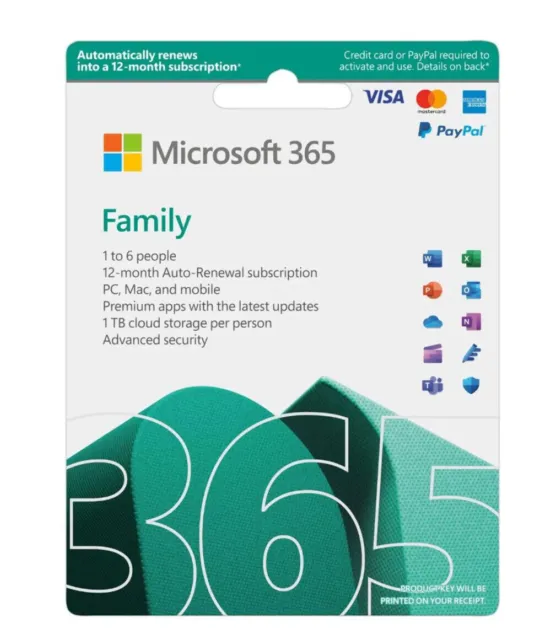 Microsoft 365 Family 2023 English APAC 1 Year Subscription Medialess for PC & Ma