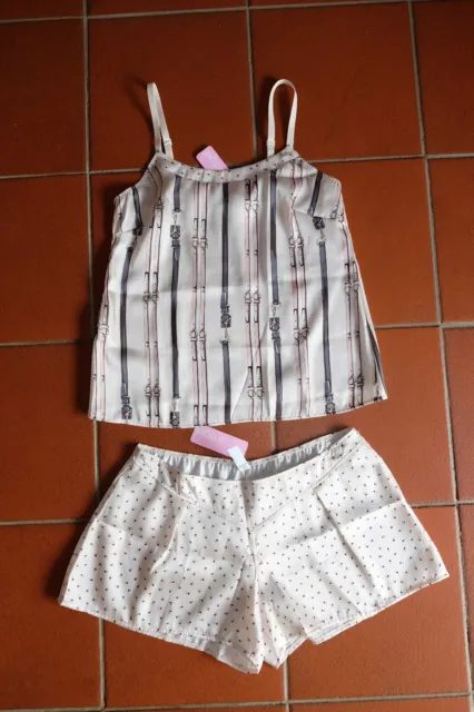ANTIGEL By Lise Charmel Pigiama Set Shorty & Top Equipage Rosa 38/40 Nuovo