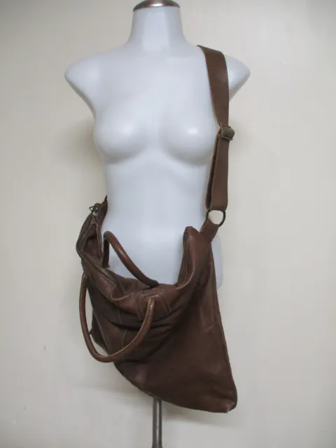 LADY BIRDS brown leather crossbody long adjustable strap large purse handbag