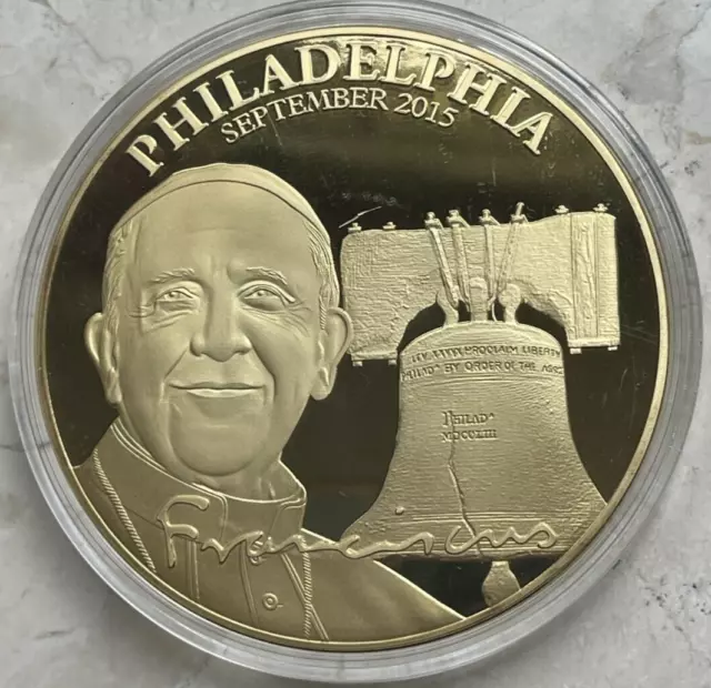 2015 POPE FRANCIS US Visit to Philadelphia Large Commemorative Medal $20.12  - PicClick AU