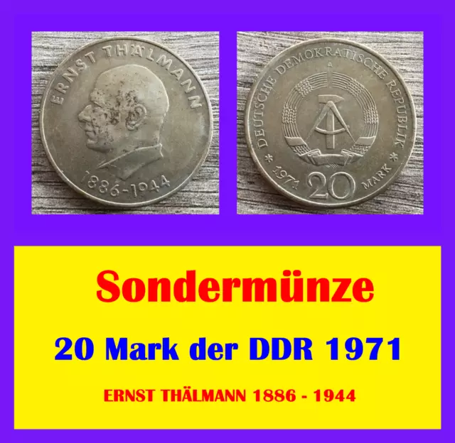 💥☘️🍄 20 D-Mark Der Ddr Dm 1971 Münze 💥 Deutsche Demokratische Republik 🍄☘️💥